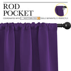 NICETOWN Blackout Curtains for Living Room - Triple Weave Home Decoration Thermal Insulated Solid Rod Pocket Blackout Drapes for Bedroom(Set of 2, 42 x 72 Inch, Royal Purple)