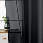 Black Window Sheer Curtains 54 inch Length, Soft Airy Light Filtering Sheer Curtain 2 Panels Set, Dual Rod Pocket Gauze Black Drapes for Living Room Bedroom, 2x42Wx54L Inches