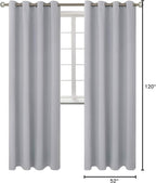 BGment Room Darkening Curtains 120 Inches Long - Grommet Thermal Insulated Drapes Window Treatment Curtains for Bedroom, 2 Panels, 52 x 120 Inch, Light Grey