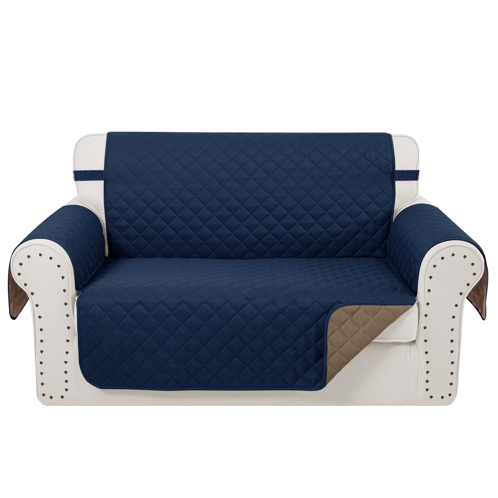 Luxshare Home Reversible Loveseat Couch Sofa Covers, 2-Seater, Navy