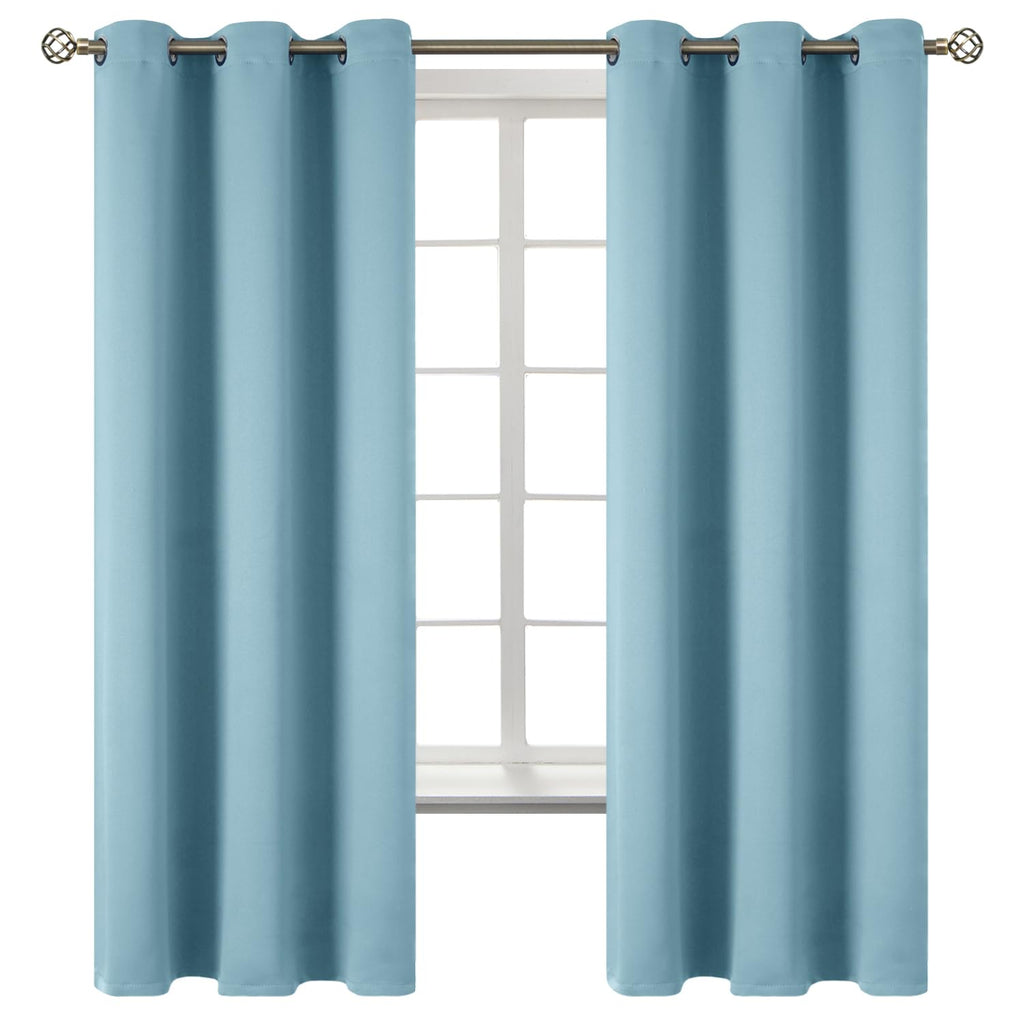 BGment Greyish Blue Room Darkening Curtains 63 Inch for Bedroom - 2 Panels