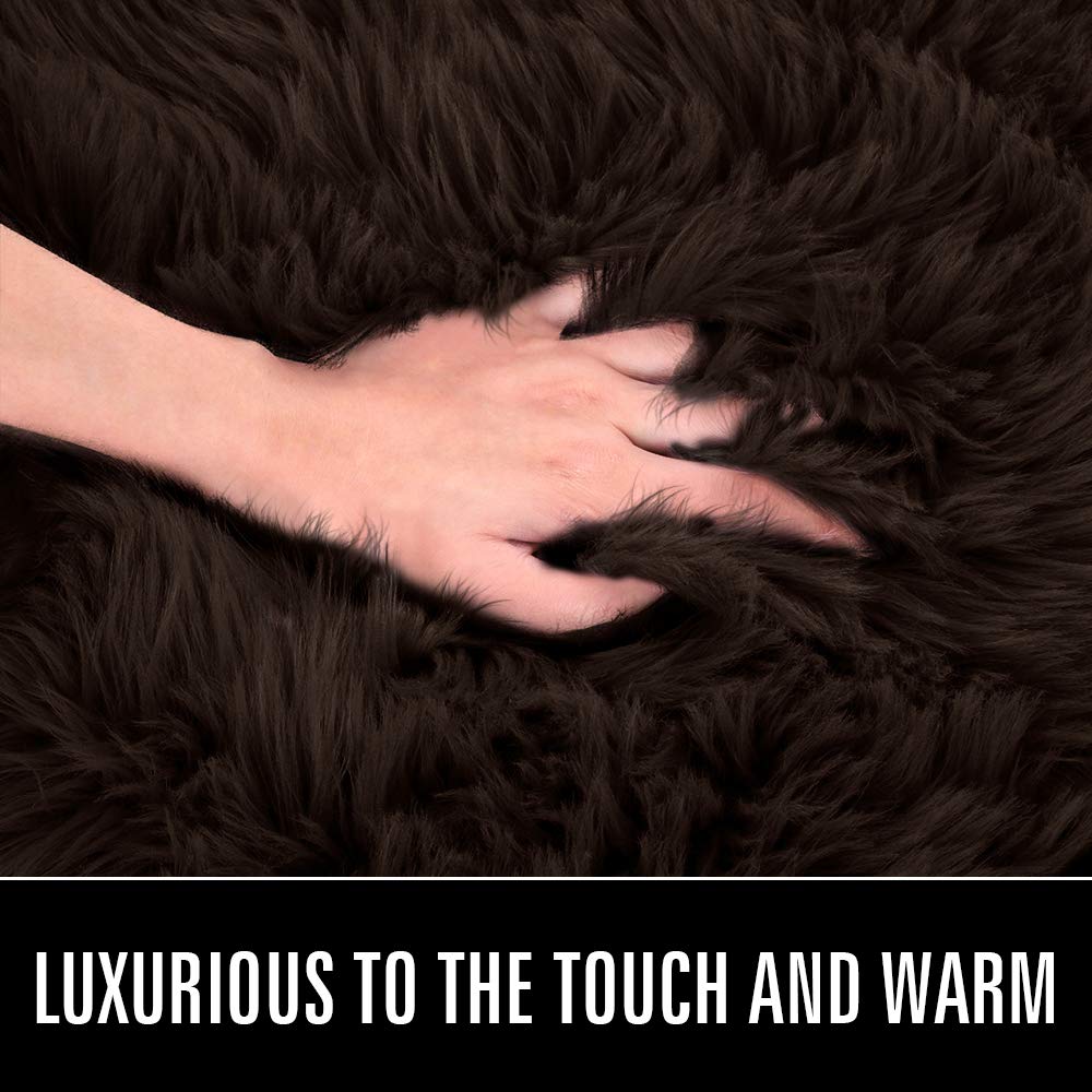 LOCHAS Soft Fluffy Faux Fur Rugs for Bedroom Bedside Rug 2x3 Feet, Brown