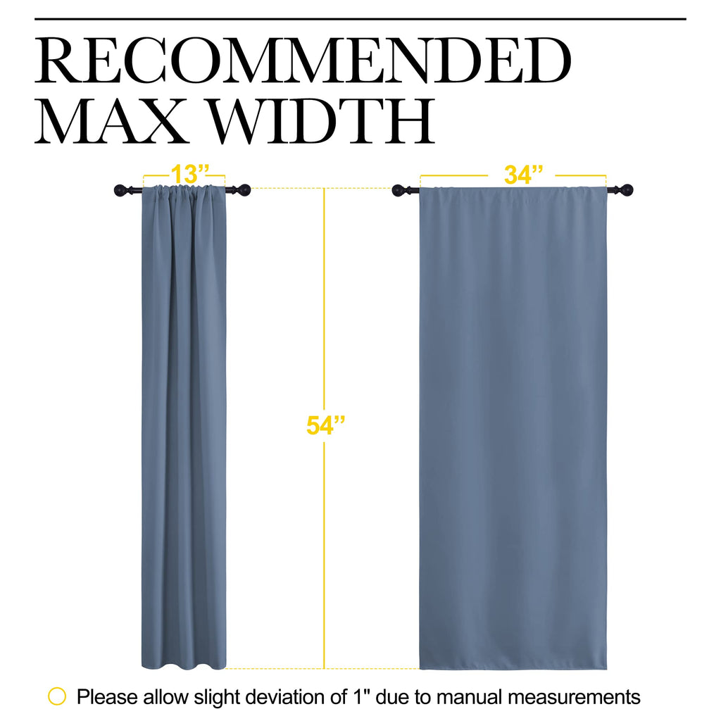 NICETOWN Kitchen Curtains, Short Blackout Curtains & Drapes, Small Window Rod Pocket Draperies for Bedroom (Stone Blue, 34 in x 54 in (W x L), Set of 2)