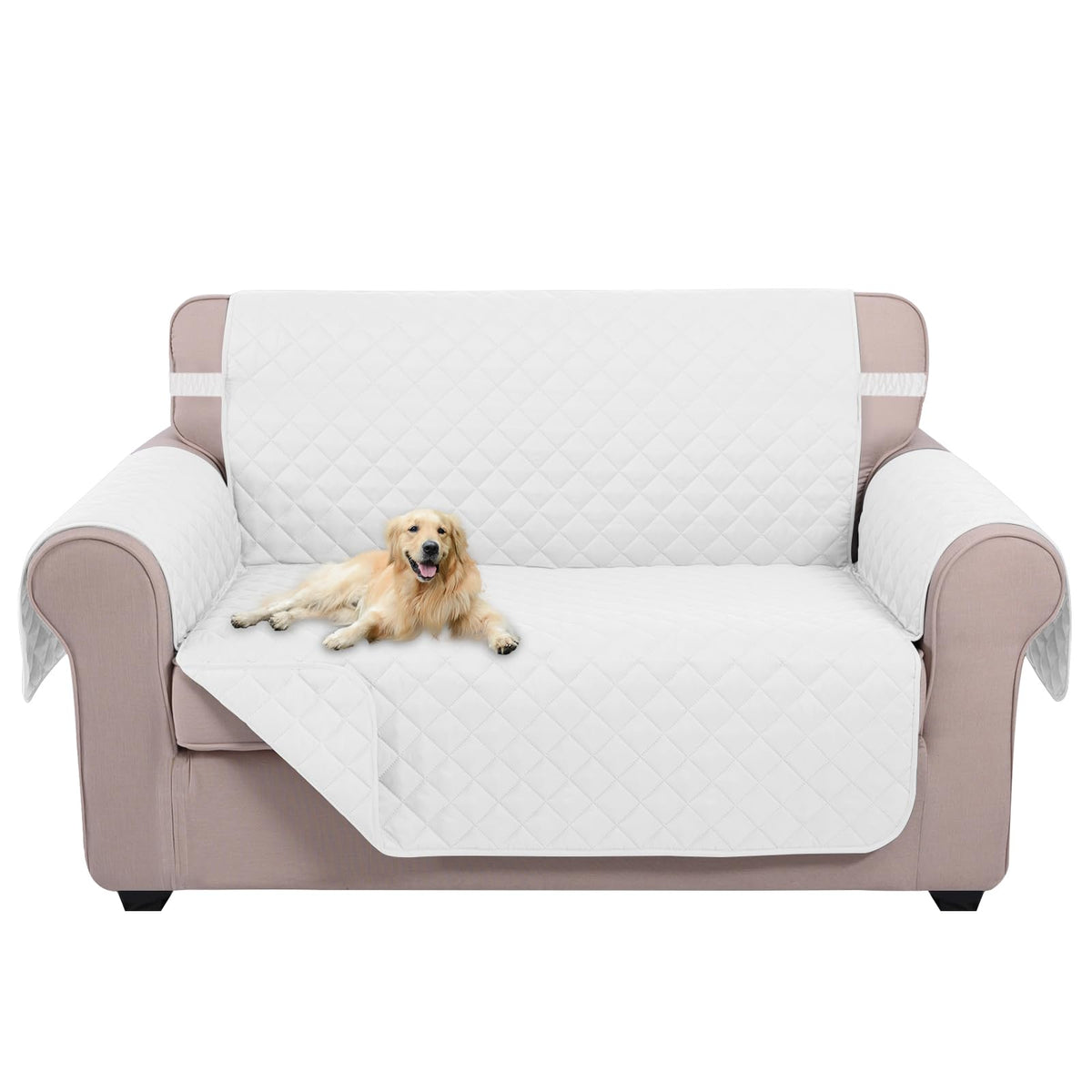 U-NICE HOME Loveseat Sofa Cover for 2 Cushion Couch, Dark Grey/Light Grey