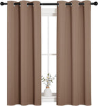NICETOWN Window Draperies Room Darkening Curtain Panels, Window Treatment Thermal Insulated Solid Grommet Drapes for Bedroom (One Pair, 34 by 54 inches, Cappuccino)