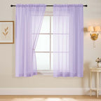 Lavender Sheer Curtains 63 Inch Length 2 Panels, Voile Sheer Curtain for Living Room, Breathable Light Filtering Modern Window Treatments, Soft Fabric Dual Rod Pocket Drapes, 2x42Wx63L Inches