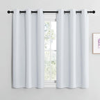 NICETOWN Blackout Curtain Panels for Bedroom, Greyish White, 2 Panels, W29 x L36-inch, Thermal Insulated Grommet Top Blackout Draperies and Drapes for Basement