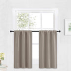 RYB HOME Kitchen Blackout Curtains Over Sink 36 inch Length, Rod Pocket Summer Light UV Blocking Energy Efficient, Cabinet Shelf Cupboard Coverings, Width 29 by Length 36, Sand, 2 Panels