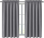 DWCN Blackout Curtains for Living Room Thermal Insulated, Energy Saving & Noise Reducing Bedroom Curtains, Grey, W 70x L 63 Inch, Set of 2 Rod Pocket Curtain Panels