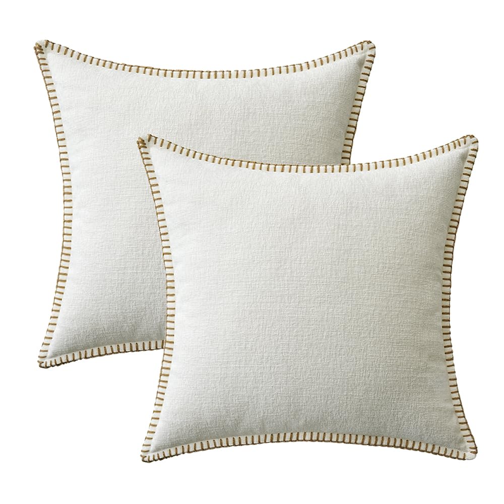 MIULEE Decorative Couch Throw Pillow Covers 20x20 Inch Pure White 2 Pack