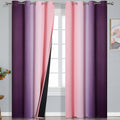 Pink and Purple Ombre Blackout Curtains for Girls Bedroom 102 Inches Long