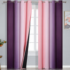 Pink and Purple Ombre Blackout Curtains for Girls Bedroom 102 Inches Long