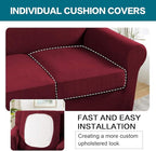 Turquoize 3 Piece Sofa Covers for 2 Cushion Couch Sofa Slipcover Soft Couch Cover for Dogs-Washable Sofa Furniture Covers with 2 Individual Cushion Covers (2 Cushion Sofa, Burgundy)