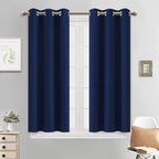 Yakamok Thermal Insulated Grommet Blackout Curtains for Bedroom, 45 Inch Length Light Blocking Blackout Drapes for Living Room, Navy Blue, 38W x 45L, 2 Panels