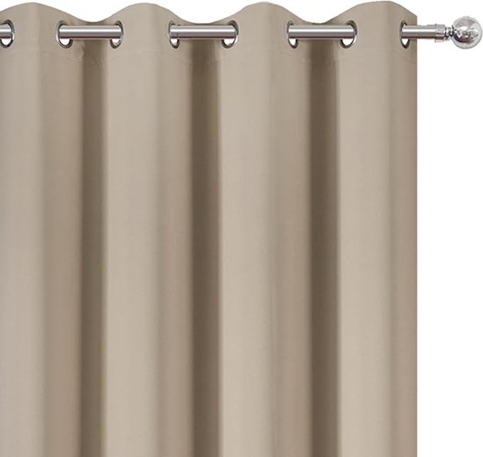 LEMOMO Blackout Curtains 66 x 84 inch/Khaki Curtains Set of 2 Panels/Thermal Insulated Room Darkening Bedroom Curtains