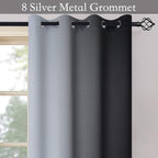 SimpleHome Ombre Black to Grey White Curtains for Living Room 52Wx54L