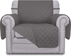 Easy-Going Chair Sofa Slipcover Reversible Sofa Cover Water Resistant Couch Cover Furniture Protector Cover with Elastic Straps for Pets Kids Children Dog Cat (Chair, Gray/Gray)