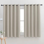 NICETOWN Thermal Insulated Narural Blackout Curtains for Bedroom, Window Treatment Solid Grommet Room Darkening Drape Panels for Bedroom (Set of 2, 70 by 63 inches Long)