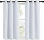 NICETOWN Room Darkening Draperies Curtain Panels 48 inches Long, Window Treatment Thermal Insulated Grommet Room Darkening Curtains/Drapes for Bedroom (Greyish White, 2 Panels, 34 inch Wide)