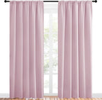 NICETOWN Living Room Curtains for Window - Energy Efficient & Noise Reducing Thermal Insulated Rod Pocket Blackout Drapes/Draperies for Living Room (Baby Pink, 2 Panels, W52 inches x L84 inches)