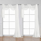 OWENIE Sheer White Curtains 144 inch Extra Long, Elegant and Airy Drapes Translucent Window Treatments for Living Room/Bedroom, White, 2 Panels=84" Wide