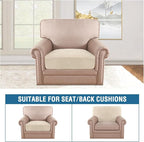H.VERSAILTEX Velvet Stretch Couch Cushion Cover Plush Cushion Slipcover for Chair Cushion Furniture Protector Seat Cushion Sofa Cover (1 Piece Armchair Cushion Covers, Cream)