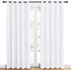 NICETOWN 50% Light Blocking Curtain Panels for Bedroom, Home Decoration Easy-Care Solid Grommet Draperies/Drapes, Window Covering for Kitchen (2 Panels, 60 by 84, White)