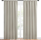 NICETOWN Blackout Curtains for Living Curtains, Room Darkening Window Curtain Panels, Easy-Care Solid Thermal Insulated Draperies/Drapes for Daughter Room (Natural, 2 Panels, 52 by 84)