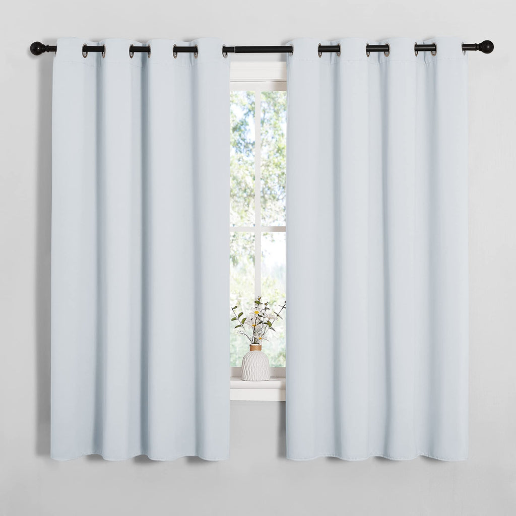 NICETOWN Blackout Curtain Panels for Bedroom, Greyish White, 2 Panels, W55 x L57-inch, Grey, Thermal Insulated Grommet Top Blackout Draperies and Drapes for Basement
