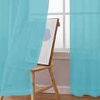 Chyhomenyc Sheer Aqua Curtains 90 inches Long 2 Panels, Light Filtering Soft Airy Solid Elegant Voile Window Treatment Drapes for Bedroom Living Room, 42Wx90L Inches