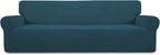 Easy-Going Stretch 4 Seater Sofa Slipcover 1-Piece Sofa Cover Furniture Protector Couch Soft with Elastic Bottom for Kids, Polyester Spandex Jacquard Fabric Small Checks Deep Teal
