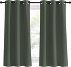 NICETOWN Thermal Insulated Curtains Blackout Draperies, Dark Mallard, Set of 2, 34 by 60 inches Long, Window Treatment Solid Grommet Room Darkening Drape Panels for Bedroom