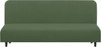 U-NICE HOME Stretch Futon Cover Armless Bed Slipcover - Soft Jacquard Fabric Washable for Pet Friendly, Loden Frost