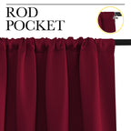 NICETOWN Blackout Curtains for Bedroom, Blackout Curtain Panels, Wine Red, 1 Pair, 42 by 45-inch, Window Treatment Energy Saving Thermal Insulated Solid Rod Pocket Blackout Drapes/Draperies