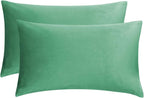 GIGIZAZA Mint Turquoise Velvet Decorative Throw Pillow Covers 12x20 for Sofa Bed 2 Pack Soft Lumbar Cushion Cover