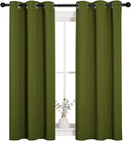 NICETOWN Window Curtain Panels, Christmas Window Decoration Thermal Insulated Solid Grommet Blackout Draperies/Drapes for Bedroom (1 Pair, 34 by 54-inch, Olive Green)