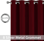 Yakamok Blackout Curtains for Bedroom, Thermal Insulated Blackout Window Curtains with Grommet Top for Living Room- Wine Red- 52W x 84L -2 Panels