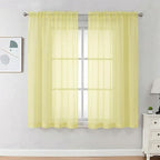 OVZME Sheer Curtains 63 inch Length 2 Panels Set for Bedroom Living Room, Soft Airy Elegant Light Filtering Sheer Curtains, Dual Rod Pocket Window Drapes, Each 42W x 63L Inches, Light Yellow