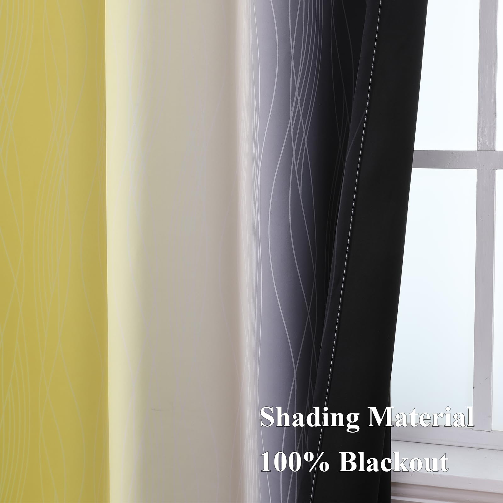 Estelar Textiler Black and Yellow Ombre Blackout Curtains 72 Inches Long
