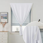 Sovtfides self Adhesive Curtains Portable Blackout Curtain Simple and Easy to Install Bedroom Window Thermal Lnsulated Kitchen Room Darkening Black Small Drapes, 35" W X 59" L, White, 1 Panel