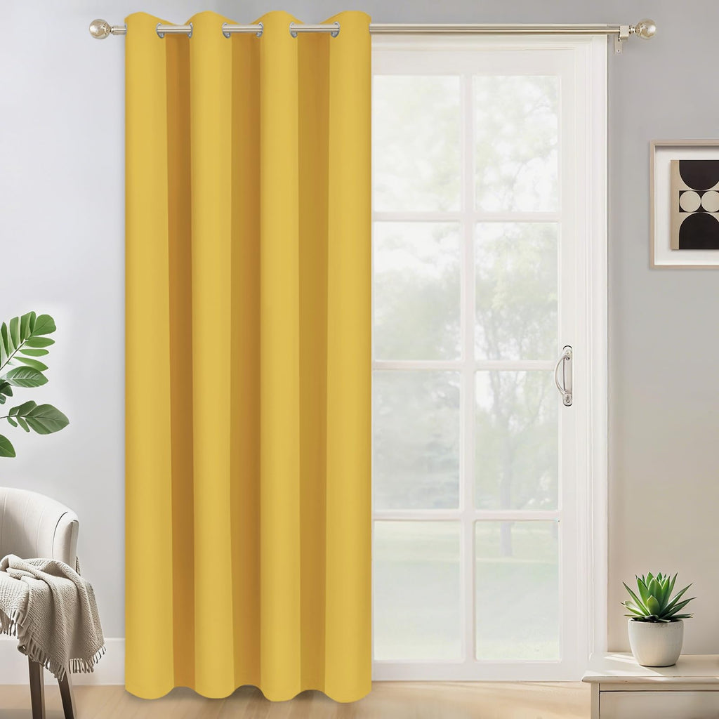 Yakamok Mustard Yellow Room Darkening Curtains 84 inch Sliding Door Drapes
