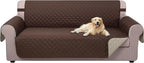 U-NICE HOME 4 Seater Sofa Cover 91 Inch Large Couch Covers for 4 Cushion Couch with Elastic Straps Water Resistant Furniture Protector Cover for Pets Cat (Sofa XX-Large, Coffee/Beige)