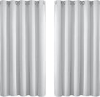 Yakamok Greyish White Curtains for Bedroom,Grommet Thermal Insulated Room Darkening Curtains for Living Room, 62W x 63L, 2 Panels