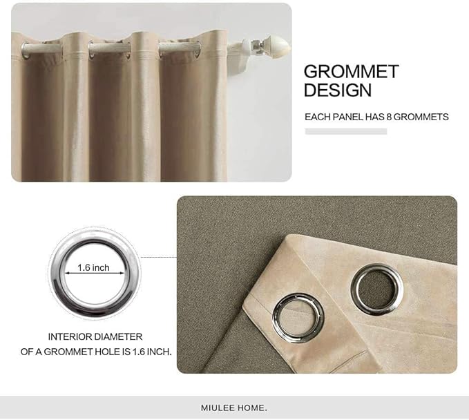 MIULEE Velvet Curtains Camel Beige 52 x 84 Inch Length Set of 2