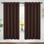 Yakamok Room Darkening Curtains 62x72 inch Long Chocolate Brown-Living Room
