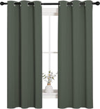 NICETOWN Thermal Insulated Curtains Blackout Draperies, Window Treatment Solid Grommet Room Darkening Drape Panels for Bedroom (Dark Mallard, Set of 2 Panels, 34 by 63 inches Long)