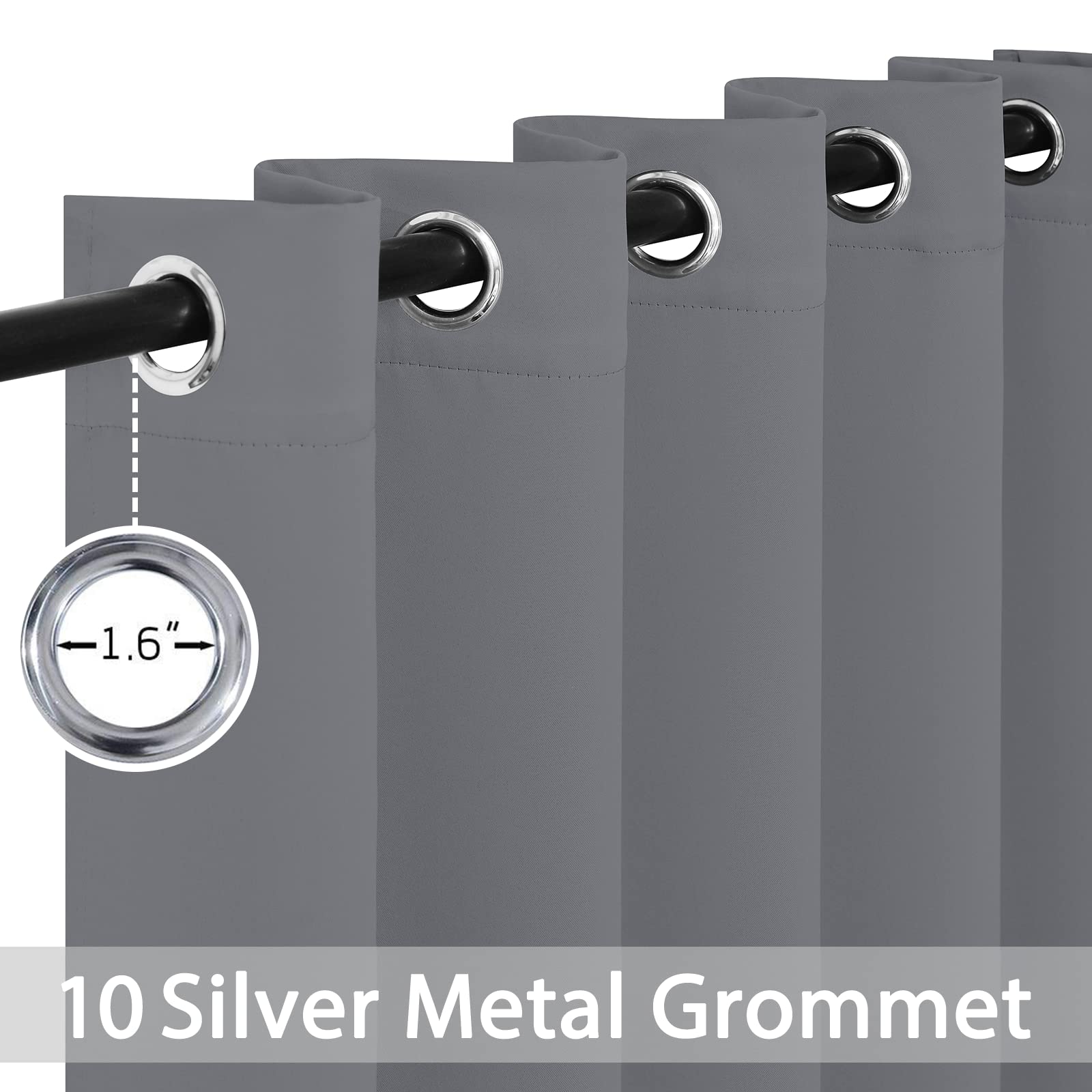Yakamok Grey Room Darkening Curtains 62x84 inch Gray Grommet-Living Room