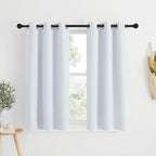 NICETOWN Room Darkening Draperies Curtain Panels 48 inches Long, Window Treatment Thermal Insulated Grommet Room Darkening Curtains/Drapes for Bedroom (Greyish White, 2 Panels, 34 inch Wide)