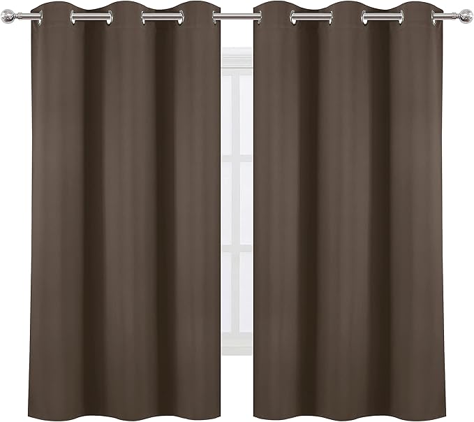 LEMOMO Chocolate Brown Blackout Curtains 42 x 63 Inch Length/Set of 2 Curtain Panels/Thermal Insulated Room Darkening Blackout Curtains for Bedroom