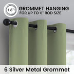 SimpleHome 100% Blackout Curtains for Bedroom,Thermal Insulated Sage Grommet Window Drapes Room Darkening Curtains for Living Room with Black Back,38 x 72 Inch,2 Panels